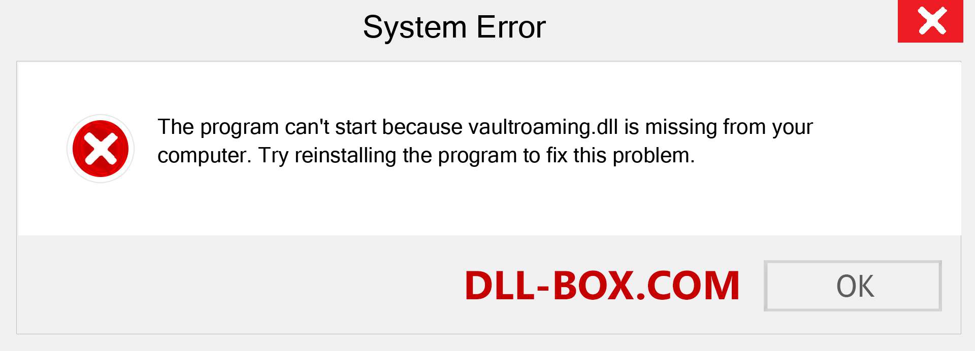 vaultroaming.dll file is missing?. Download for Windows 7, 8, 10 - Fix  vaultroaming dll Missing Error on Windows, photos, images